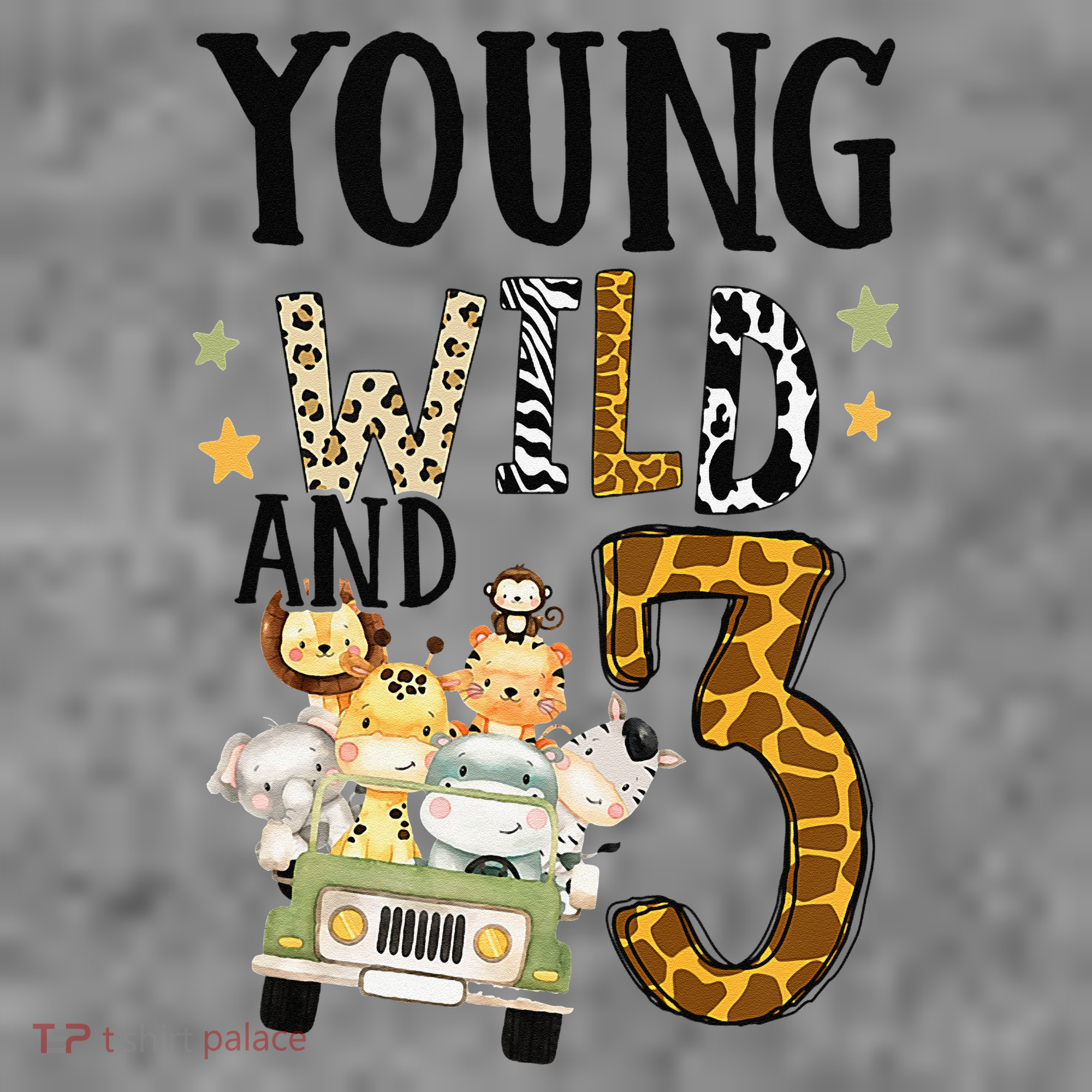 Young Wild & 3 Safari Wild Child 3rd Birthday Third Bday Toddler Hoodie