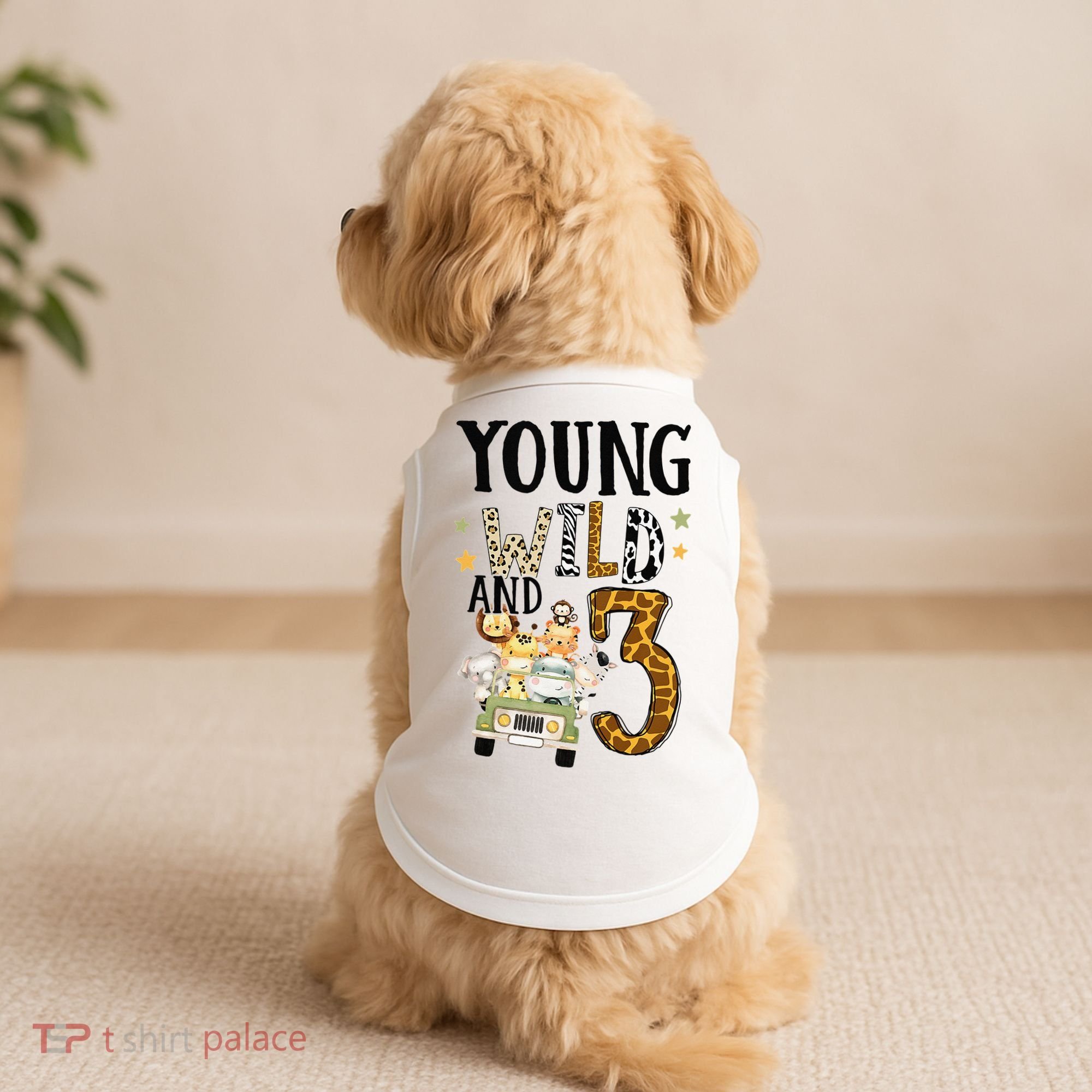 Young Wild & 3 Safari Wild Child 3rd Birthday Third Bday Doggie Tank