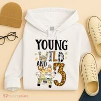 Young Wild & 3 Safari Wild Child 3rd Birthday Third Bday Hoodie thumb 4