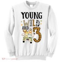 Young Wild & 3 Safari Wild Child 3rd Birthday Third Bday Sweatshirt thumb 0