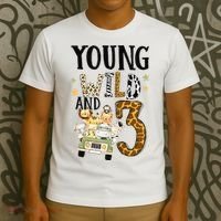 Young Wild & 3 Safari Wild Child 3rd Birthday Third Bday T-Shirt thumb 3