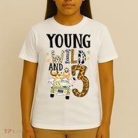 Young Wild & 3 Safari Wild Child 3rd Birthday Third Bday T-Shirt thumb 4