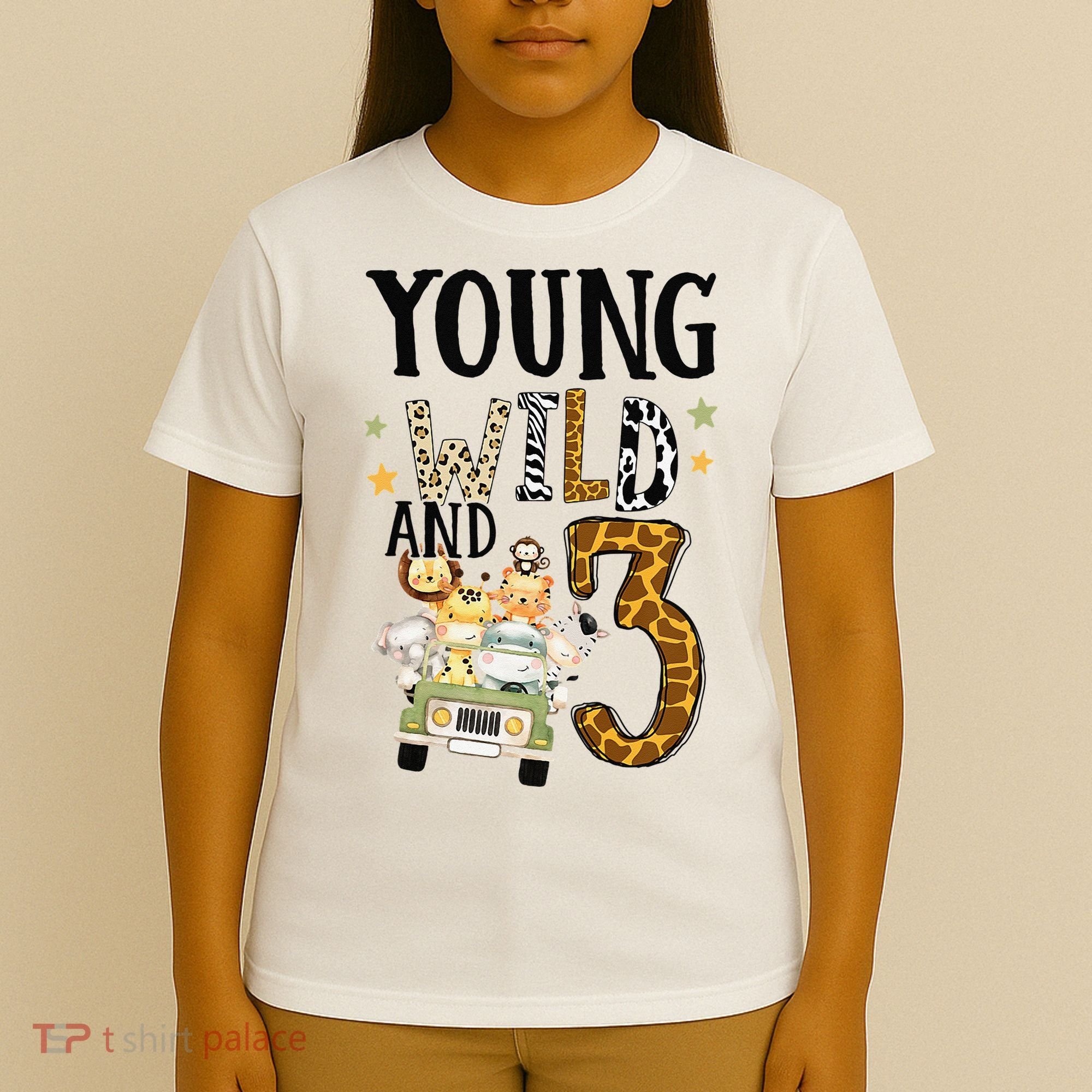 Young Wild & 3 Safari Wild Child 3rd Birthday Third Bday T-Shirt
