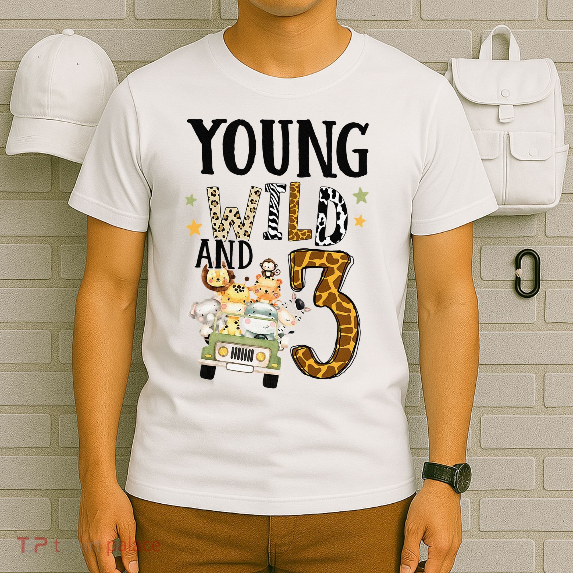Young Wild & 3 Safari Wild Child 3rd Birthday Third Bday T-Shirt