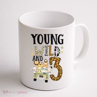 Young Wild & 3 Safari Wild Child 3rd Birthday Third Bday Coffee Mug thumb 1
