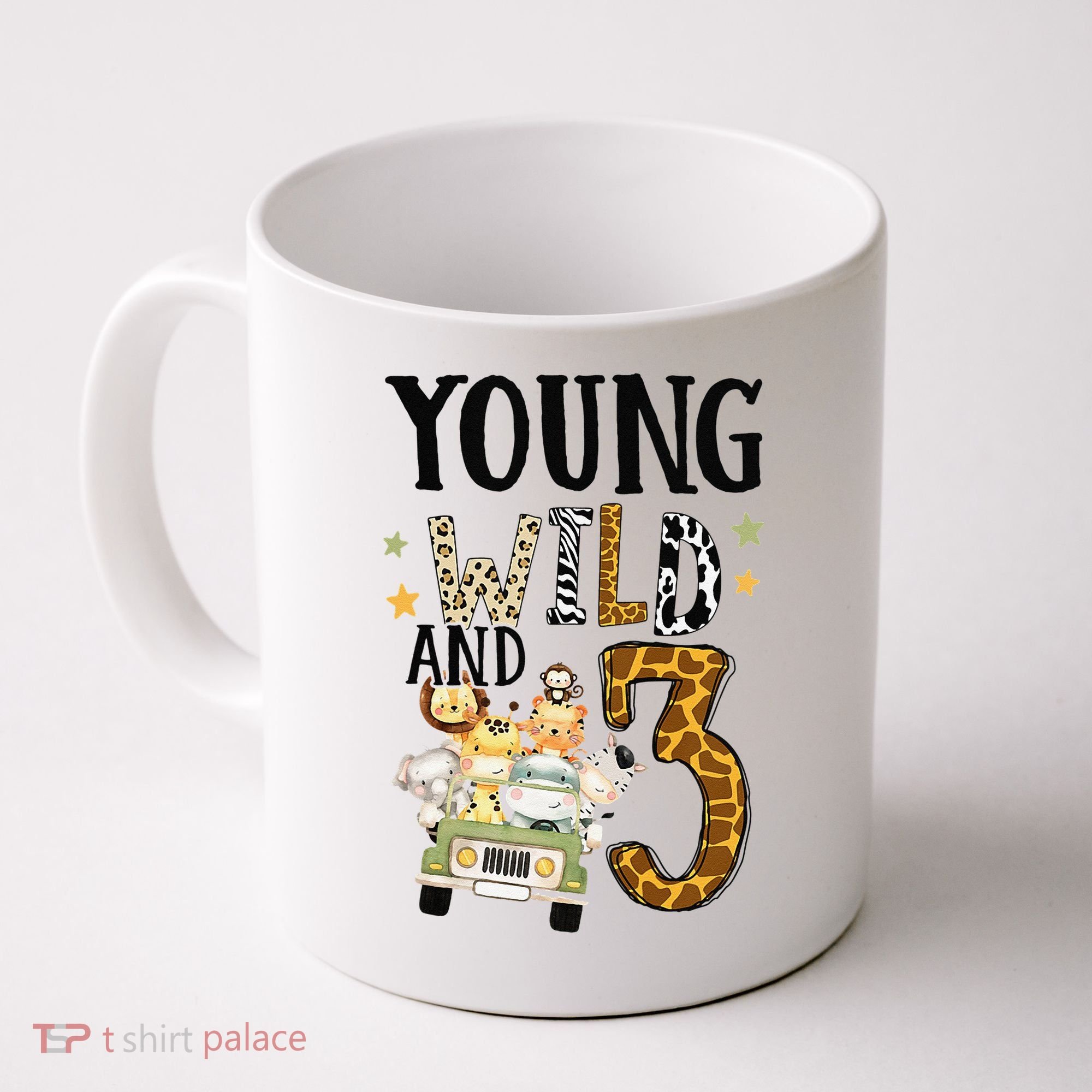 Young Wild & 3 Safari Wild Child 3rd Birthday Third Bday Coffee Mug