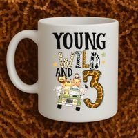 Young Wild & 3 Safari Wild Child 3rd Birthday Third Bday Coffee Mug thumb 2