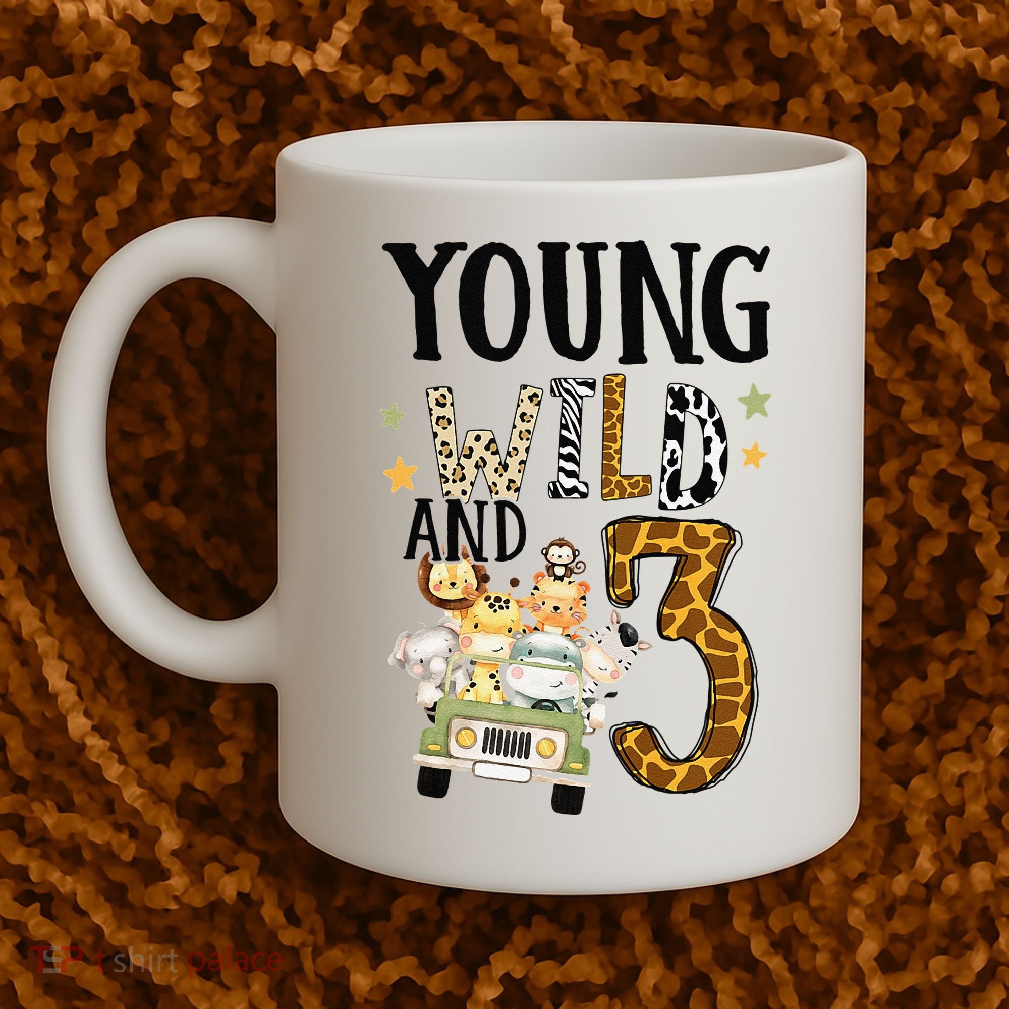 Young Wild & 3 Safari Wild Child 3rd Birthday Third Bday Coffee Mug