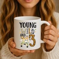 Young Wild & 3 Safari Wild Child 3rd Birthday Third Bday Coffee Mug thumb 3