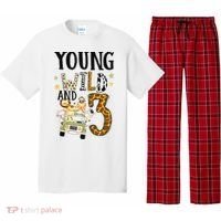 Young Wild & 3 Safari Wild Child 3rd Birthday Third Bday Pajama Set thumb 0