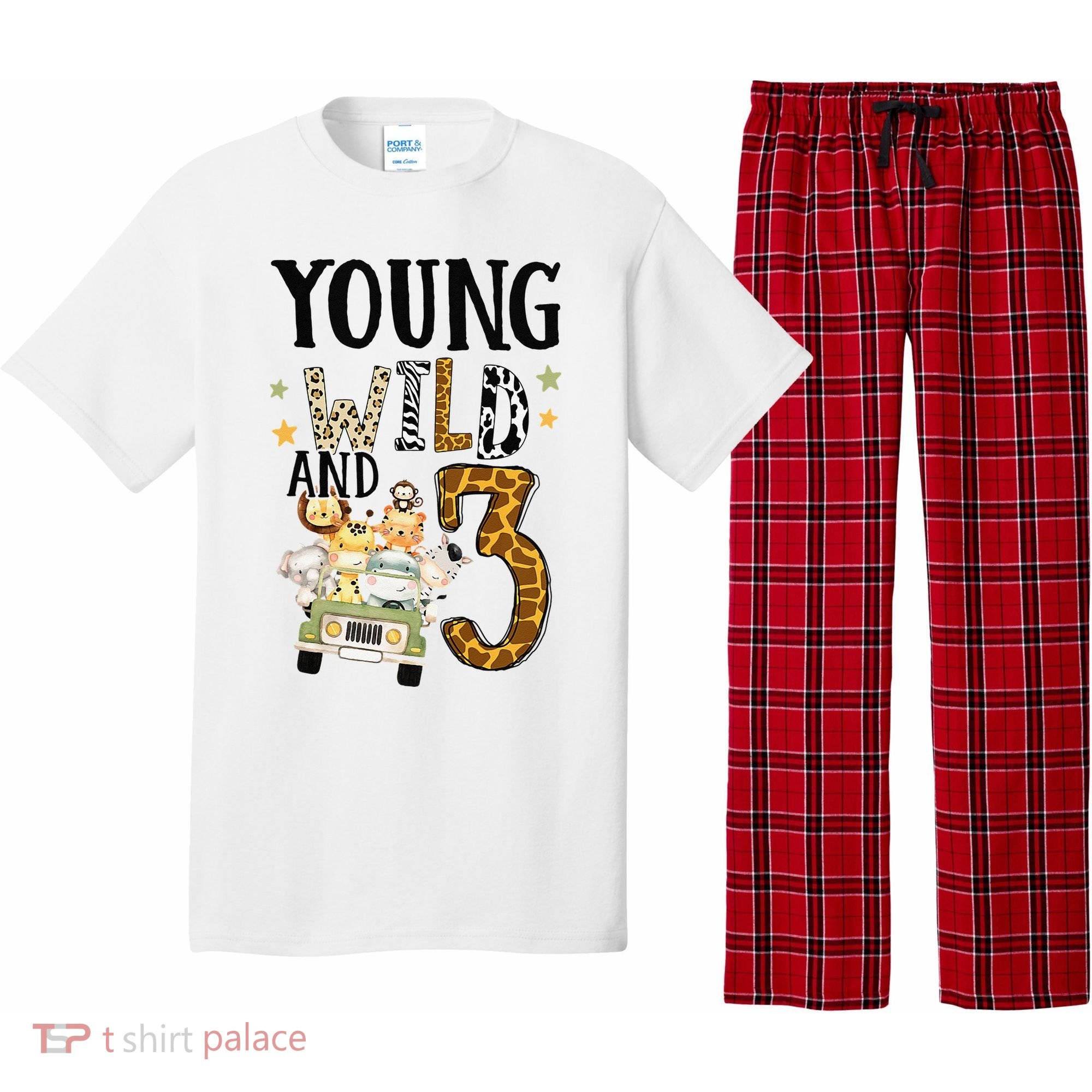 Young Wild & 3 Safari Wild Child 3rd Birthday Third Bday Pajama Set