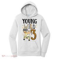 Young Wild & 3 Safari Wild Child 3rd Birthday Third Bday Women's Hoodie thumb 0