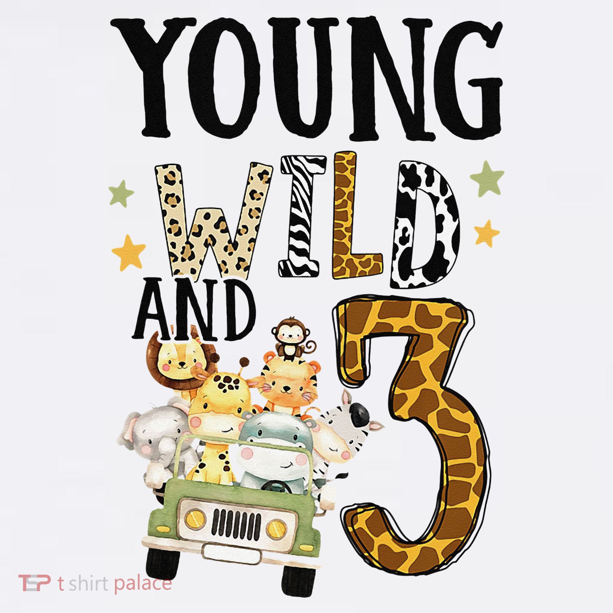 Young Wild & 3 Safari Wild Child 3rd Birthday Third Bday Women's Hoodie