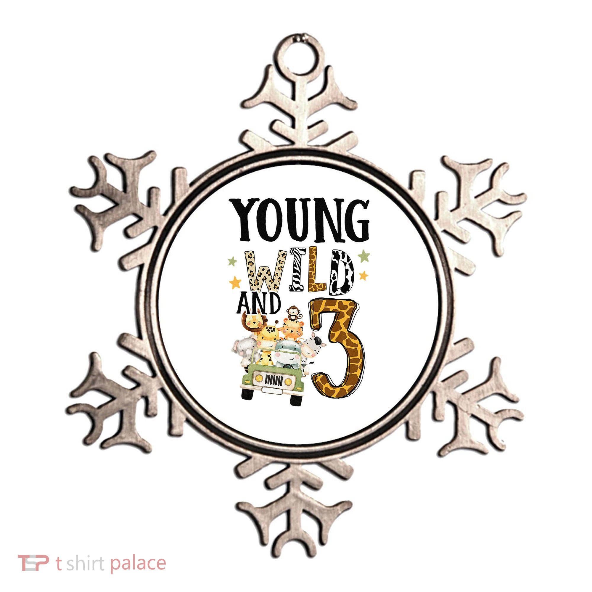 Young Wild & 3 Safari Wild Child 3rd Birthday Third Bday Ornament