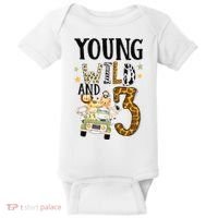 Young Wild & 3 Safari Wild Child 3rd Birthday Third Bday Baby Bodysuit thumb 0