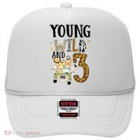 Young Wild & 3 Safari Wild Child 3rd Birthday Third Bday Hat thumb 0