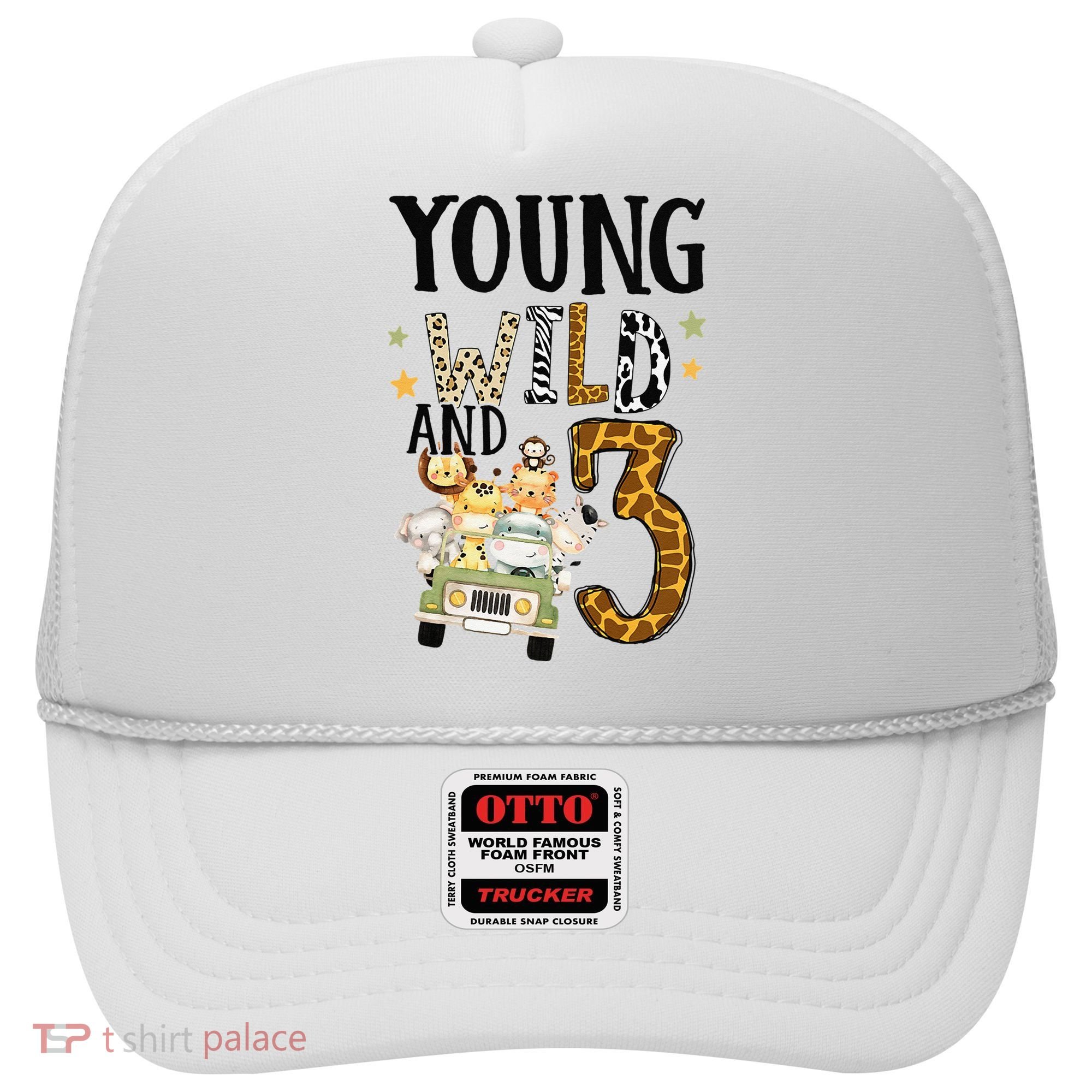 Young Wild & 3 Safari Wild Child 3rd Birthday Third Bday Hat