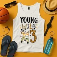 Young Wild & 3 Safari Wild Child 3rd Birthday Third Bday Tank Top thumb 4