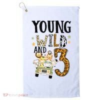 Young Wild & 3 Safari Wild Child 3rd Birthday Third Bday Golf Towel thumb 0