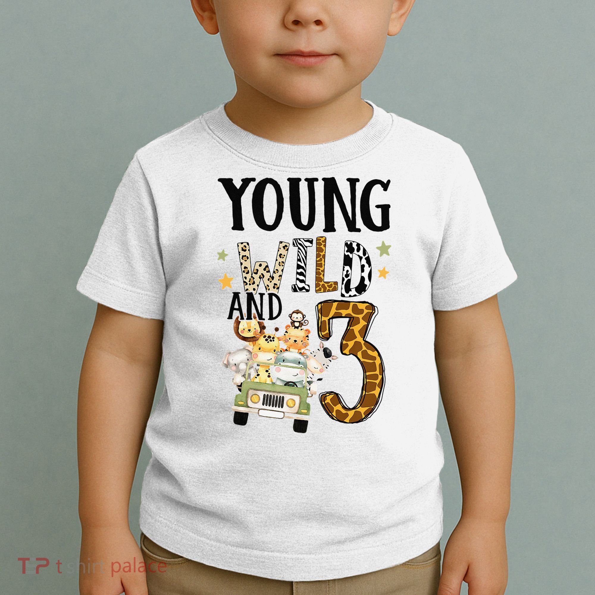 Young Wild & 3 Safari Wild Child 3rd Birthday Third Bday Toddler T-Shirt
