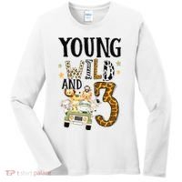 Young Wild & 3 Safari Wild Child 3rd Birthday Third Bday Women's Long Sleeve Shirt thumb 0