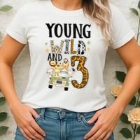 Young Wild & 3 Safari Wild Child 3rd Birthday Third Bday Women's T-Shirt thumb 2