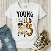 Young Wild & 3 Safari Wild Child 3rd Birthday Third Bday Women's T-Shirt thumb 3
