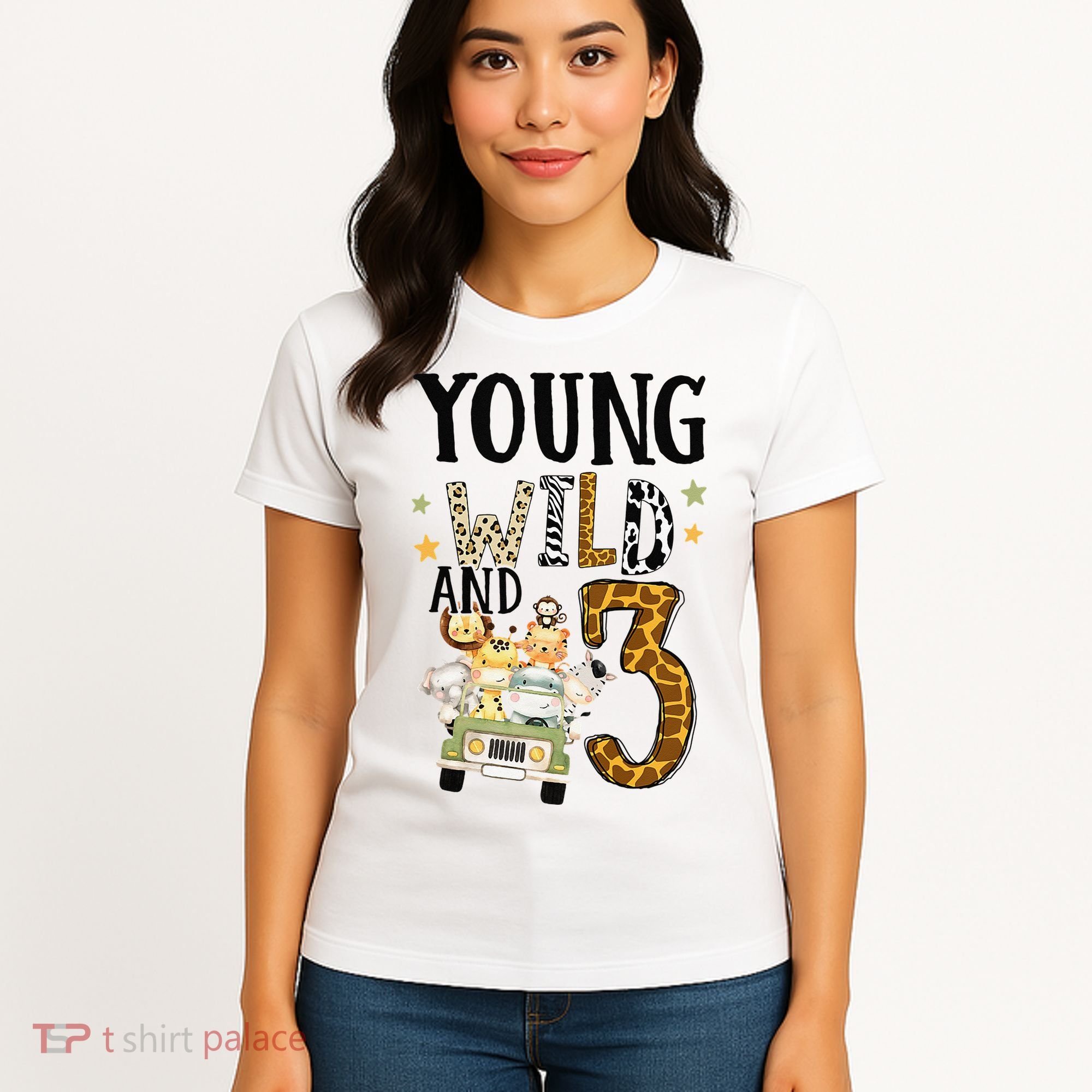 Young Wild & 3 Safari Wild Child 3rd Birthday Third Bday Women's T-Shirt