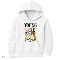Young Wild & 3 Safari Wild Child 3rd Birthday Third Bday Kids Hoodie thumb 0