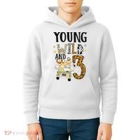 Young Wild & 3 Safari Wild Child 3rd Birthday Third Bday Kids Hoodie thumb 4