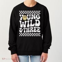Young Wild And Three 3rd Birthday Boy Happy Dude Women's Sweatshirt thumb 0