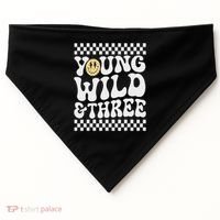 Young Wild And Three 3rd Birthday Boy Happy Dude USA-Made Doggie Bandana thumb 0