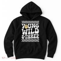 Young Wild And Three 3rd Birthday Boy Happy Dude Hoodie thumb 0