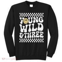 Young Wild And Three 3rd Birthday Boy Happy Dude Sweatshirt thumb 0