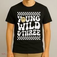 Young Wild And Three 3rd Birthday Boy Happy Dude T-Shirt thumb 3