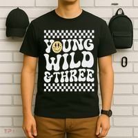 Young Wild And Three 3rd Birthday Boy Happy Dude T-Shirt thumb 6