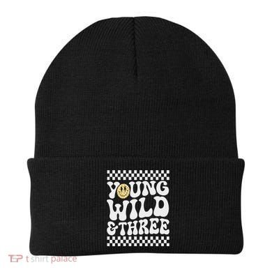 Young Wild And Three 3rd Birthday Boy Happy Dude Beanie