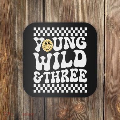 Young Wild And Three 3rd Birthday Boy Happy Dude Coaster