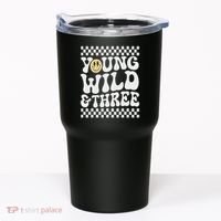 Young Wild And Three 3rd Birthday Boy Happy Dude Tumbler thumb 0