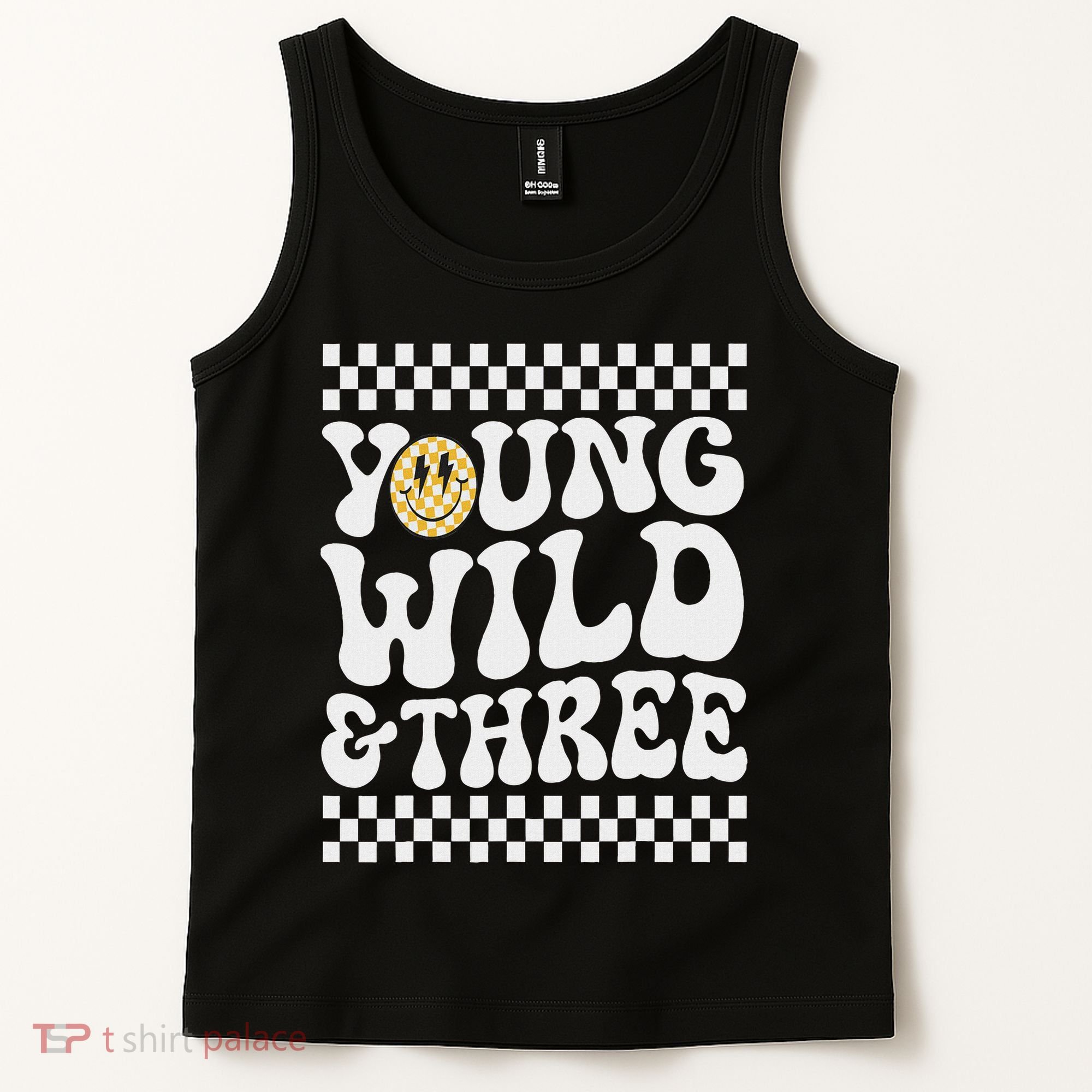 Young Wild And Three 3rd Birthday Boy Happy Dude Tank Top