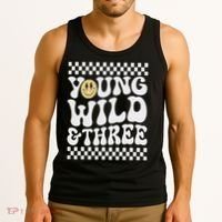 Young Wild And Three 3rd Birthday Boy Happy Dude Tank Top thumb 3