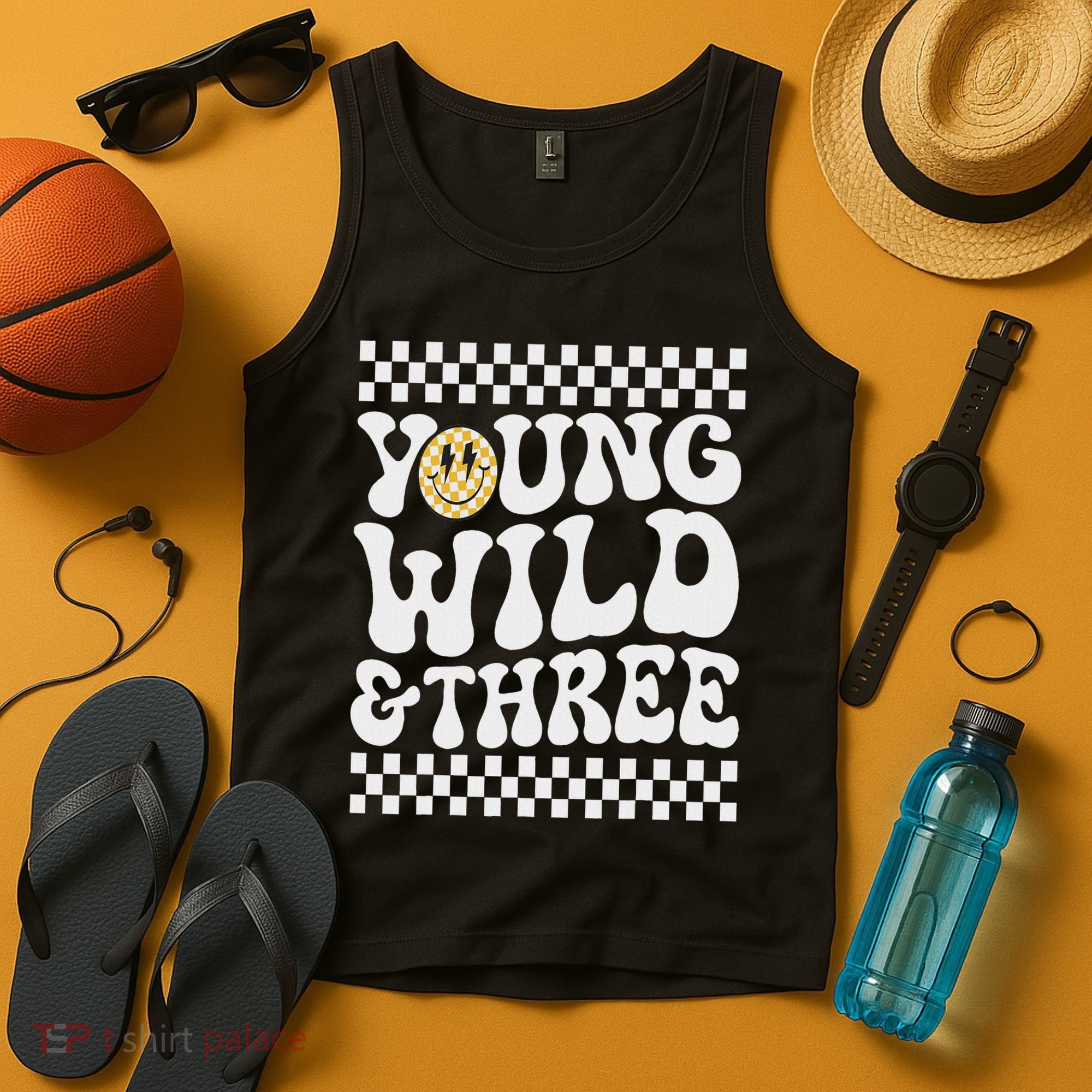 Young Wild And Three 3rd Birthday Boy Happy Dude Tank Top