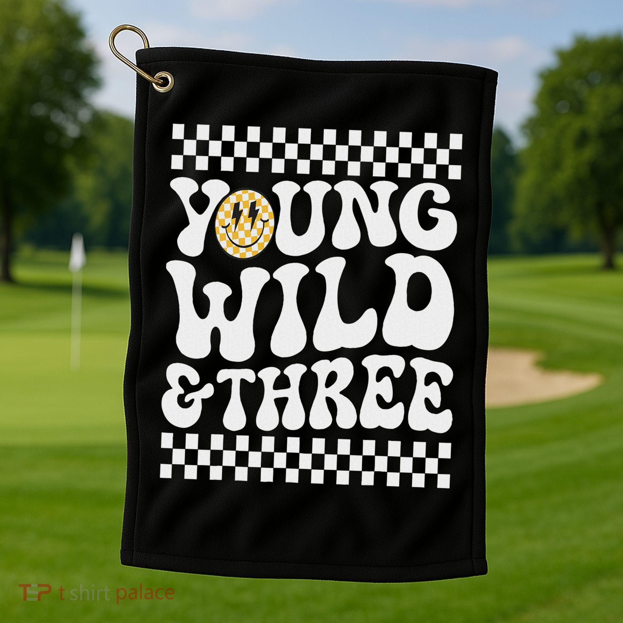 Young Wild And Three 3rd Birthday Boy Happy Dude Golf Towel
