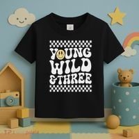 Young Wild And Three 3rd Birthday Boy Happy Dude Toddler T-Shirt thumb 3