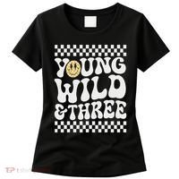 Young Wild And Three 3rd Birthday Boy Happy Dude Women's T-Shirt thumb 0