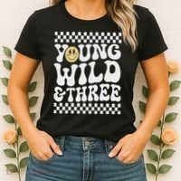 Young Wild And Three 3rd Birthday Boy Happy Dude Women's T-Shirt thumb 2