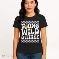 Young Wild And Three 3rd Birthday Boy Happy Dude Women's T-Shirt thumb 4
