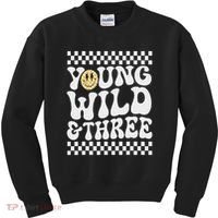 Young Wild And Three 3rd Birthday Boy Happy Dude Kids Sweatshirt thumb 0
