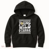 Young Wild And Three 3rd Birthday Boy Happy Dude Kids Hoodie thumb 0