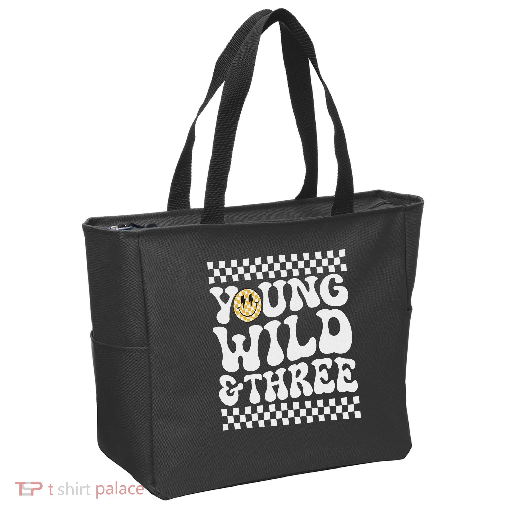 Young Wild And Three 3rd Birthday Boy Happy Dude Tote Bag